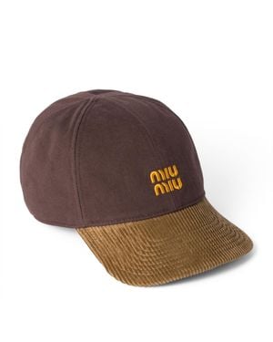 MIU MIU | DENIM & CORDUROY BASEBALL CAP GREY キャップ UNISEX Grey Denim And Corduroy Baseball Cap | Miu Miu