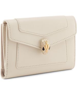 BVLGARI Leather Serpenti Forever Compact Wallet - Natural