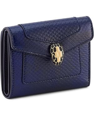 BVLGARI Karung Leather Serpenti Forever Compact Wallet - Blue
