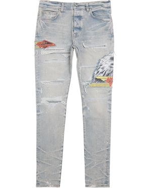 Amiri Distressed Cement Thrasher Skinny Jeans - Blue