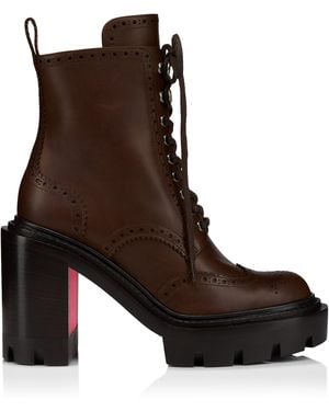 Christian Louboutin University Leather Heeled Boots 100 - Brown