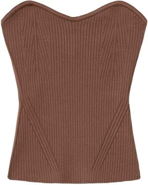 AllSaints Knitted Cruz Strapless Top - Brown
