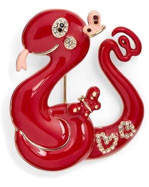 Weekend by Maxmara Enamel Snake Brooch - Red