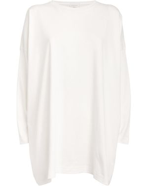 Eskandar Pima Cotton Long-Sleeve Round-Neck T-Shirt - White