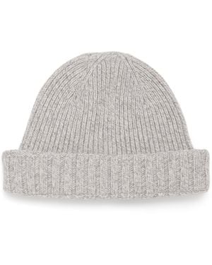 John Smedley Cashmere-Wool Ribbed Beanie - Grey