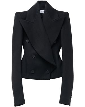 McQueen Wool-Cashmere Double-Breasted Blazer - Black