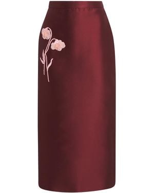 Erdem Mikado Embroidered Midi Skirt