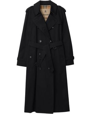 Burberry Gabardine Long Waterloo Heritage Trench Coat - Black