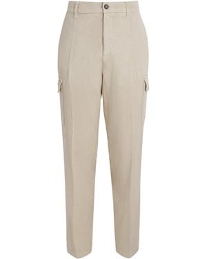 Eleventy Cotton-Linen-Blend Cargo Pants - Natural