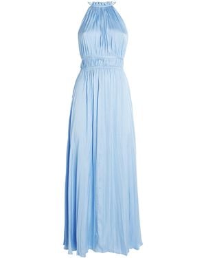 Maje Satin Pleated Midi Dress - Blue