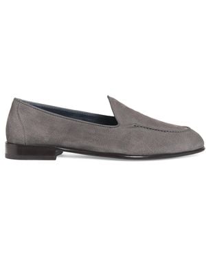 Brioni Nubuck Leather Appia Loafers - Gray