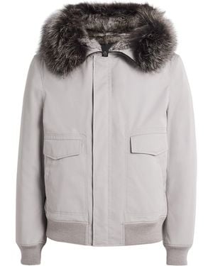 Yves Salomon Down Coyote Fur-Trim Parka - Grey