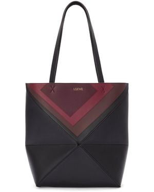 Loewe X Albers Medium Leather Puzzle Fold Tote Bag - Purple