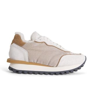 Eleventy Velvet Leather Sneakers - White