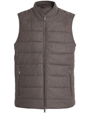 Eton Wool-Cashmere Houndstooth Gilet - Brown