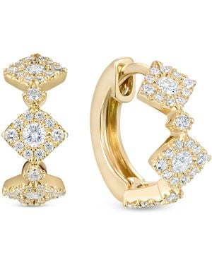 David Morris And Diamond Triolette Square Hoop Earrings - Metallic
