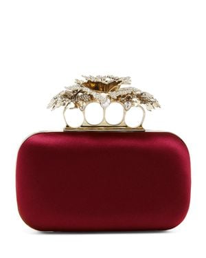 McQueen Silk Carnation Knuckle Clutch Bag - Red