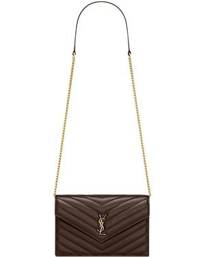 Saint Laurent Cassandre Envelope Chain Wallet - White