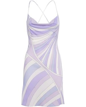 PUCCI Satin Iride Print Mini Dress - Purple