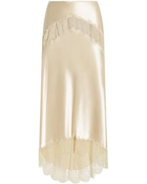 Dolce & Gabbana Silk Lace-Insert Midi Skirt - White