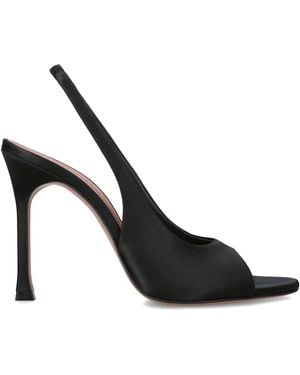 AMINA MUADDI Satin Alexa Slingback Mules 105 - Black