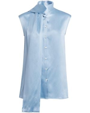Laura Pitharas Silk Tie Neck Top - Blue