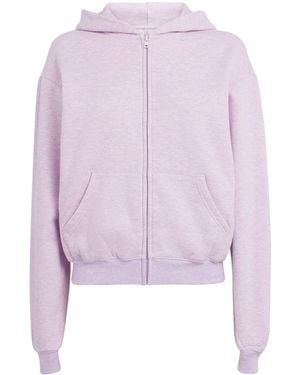 Skims Cotton-Blend Fleece Zip-Up Hoodie - Purple