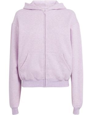 Skims Cotton-Blend Fleece Zip-Up Hoodie - Purple
