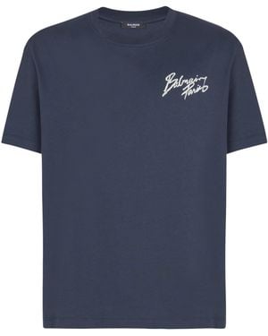 Balmain Cotton Logo T-Shirt - Blue