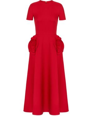 Valentino Garavani Rose-pocket Midi Dress - Red
