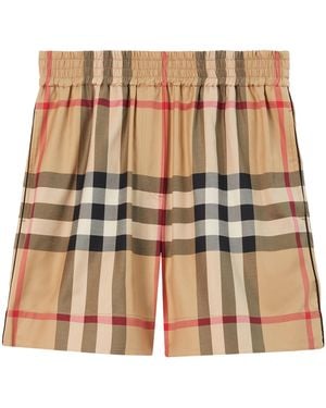 Burberry Cotton Check Shorts - Natural