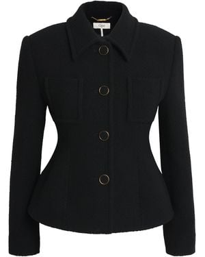 Chloé Wool-Blend Fitted Tailored Jacket - Black