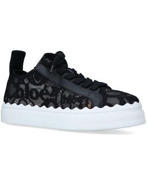 Chloé Lauren Lace & Leather Trainer - Black