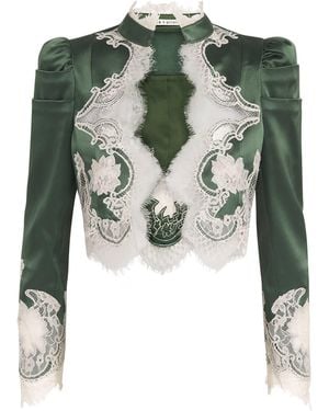 Alice + Olivia Lace-Trim Thomasina Jacket - Green