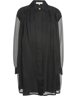 FRAME Silk-Cotton Organza Swing Mini Dress - Black
