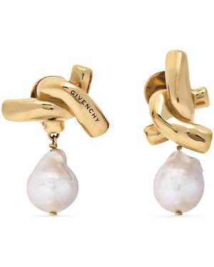 Givenchy Chain Link Asymmetric Pearl Earrings - Metallic