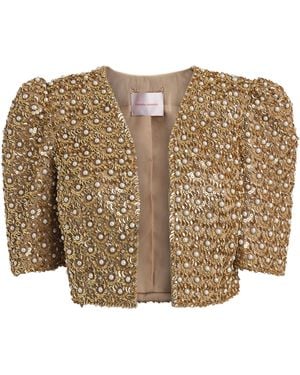 Carolina Herrera Embellished Cropped Jacket - Brown