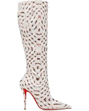 Christian Louboutin Miss Z Silk Embellished Knee-High Boots 100 - Multicolor