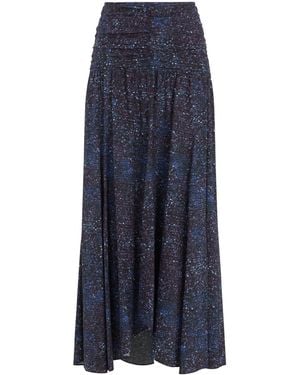 Isabel Marant Stretch-Silk Printed Syana Maxi Skirt - Blue