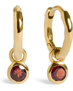 Monica Vinader Vermeil And Garnet January Birthstone Huggie Earrings - Metallic