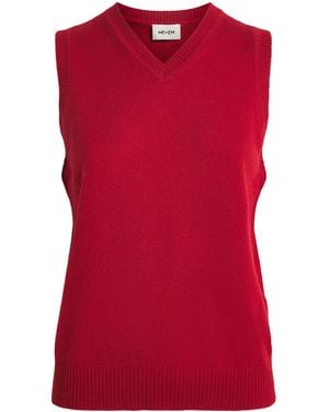 ME+EM Cashmere V-Neck Sweater Vest - Red