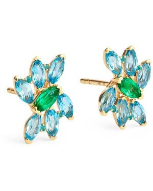 Emily P. Wheeler Emerald, Topaz And Apatite Pollack Earrings - Blue