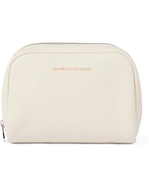 Brunello Cucinelli Leather Wash Bag - Natural