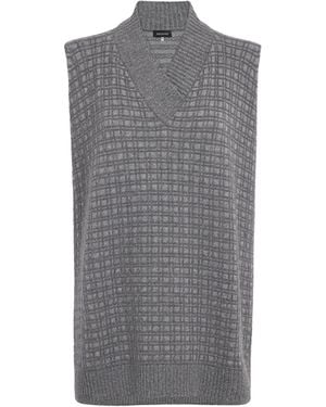 Eskandar Cashmere Jacquard Crossover Sweater Vest - Gray