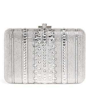 Judith Leiber Crystal Lattice Slim Slide Clutch Bag - White