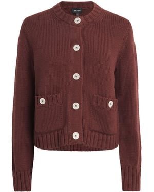 ME+EM Cotton Cropped Cardigan - Brown