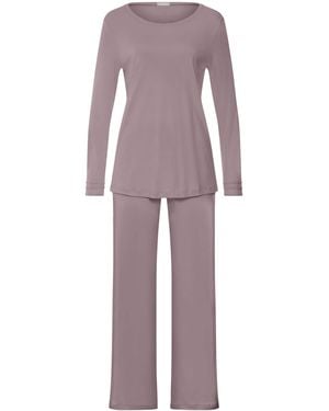 Hanro Cotton Long-Sleeve Pajama Set - Purple