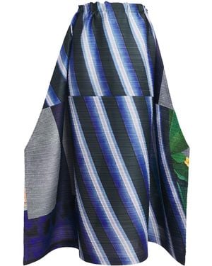 Pleats Please Issey Miyake City Collage Midi Skirt - Blue