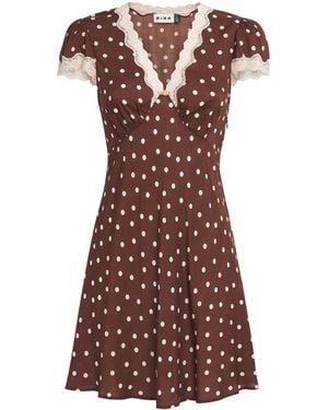 RIXO London Polka-Dot Cely Mini Dress - Brown