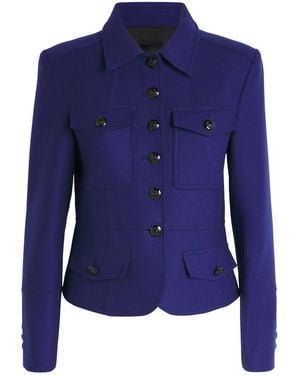 ME+EM Wool-Blend Fitted Jacket - Blue